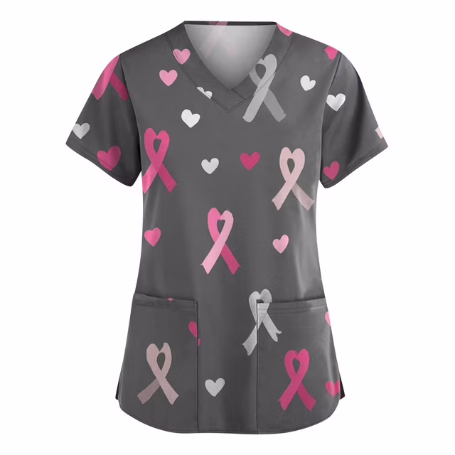 V-Neck, Casual Comfortable Breathable Women's Scrub with Floral Print.